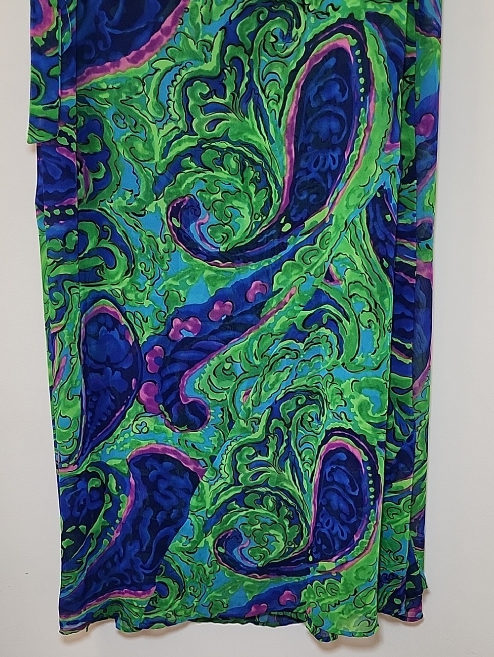 Show Me Your Mumu Vibrant Green & Blue Paisley Maxi Wrap Skirt size Small - Picture 7 of 16